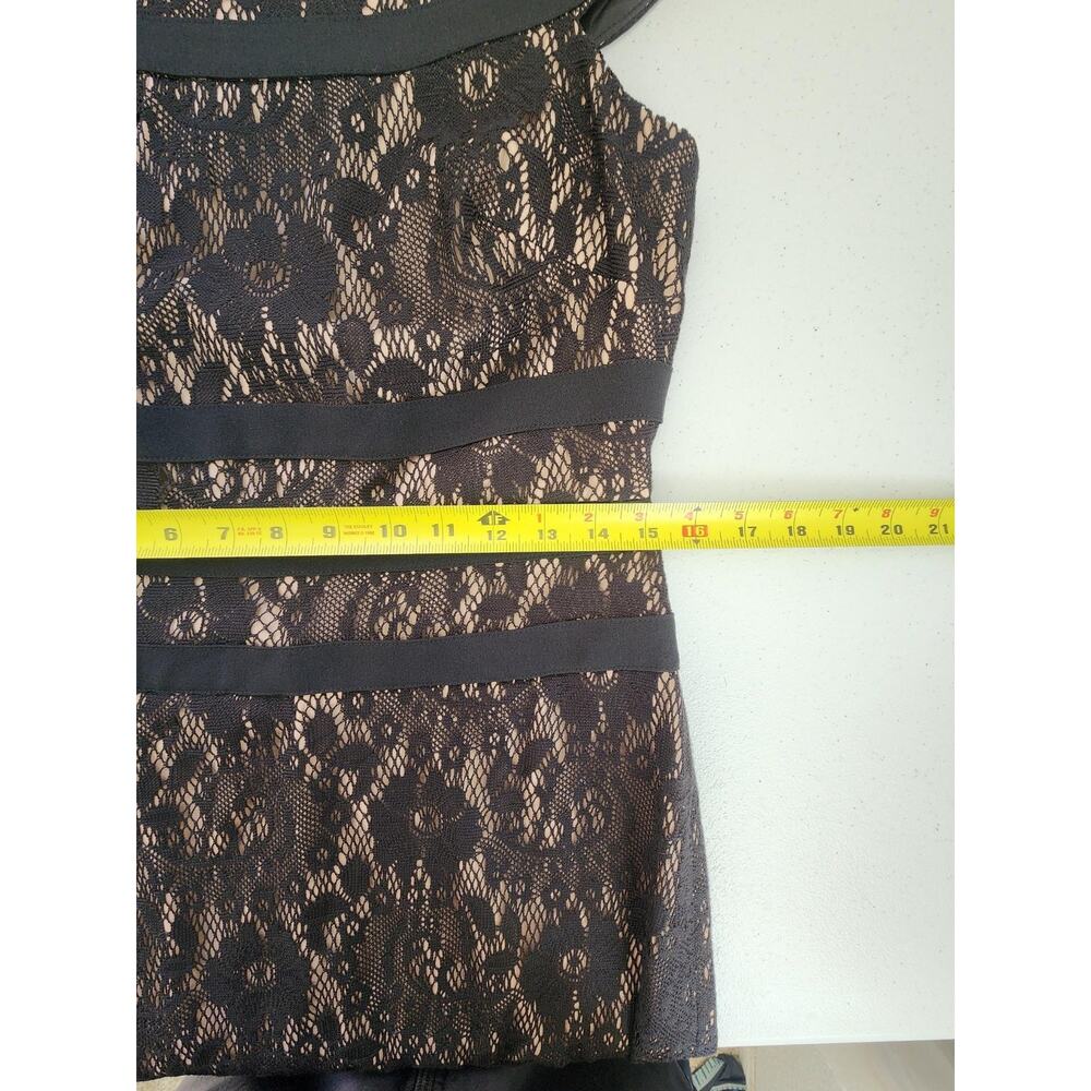 Adrianna Papell Dress Womens 8 Black Lace Sheath Cocktail Lined Cap Sleeve - Picture 6 of 13